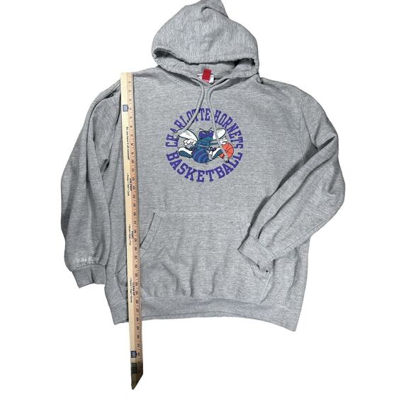 Mitchell & Ness Charlotte Hornets Mens Sz 2XT Basketball Grey Hoodie Sweatshirt - Picture 6 of 8